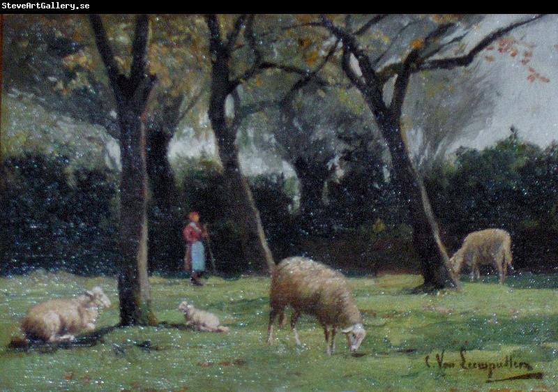 unknow artist Shepherdess with sheep